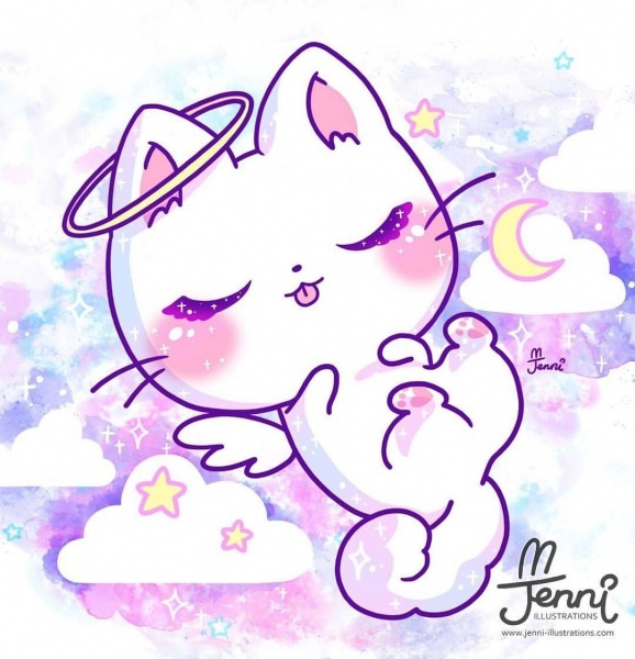 Sleeping Angel Kitty        Angel  Pastel  Galaxy  Kitty