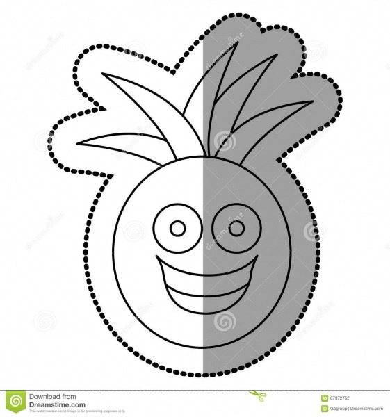 Figura Ã­cone Feliz Do Abacaxi Do Fruto Do Kawaii IlustraÃ§Ã£o Stock