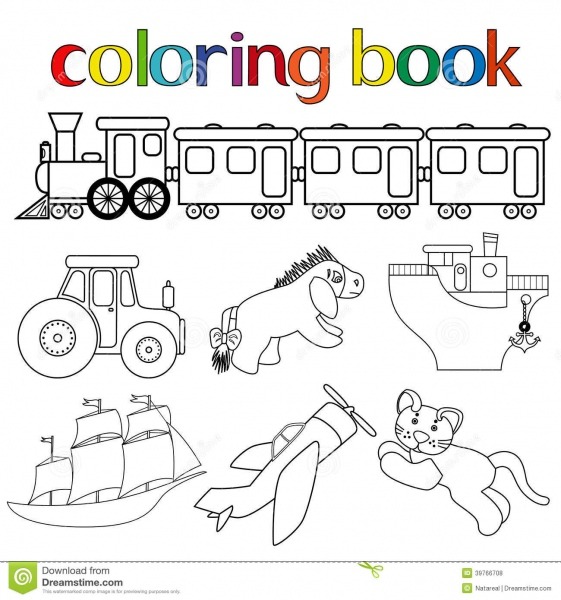 Grupo De Brinquedos Diferentes Para O Livro Para Colorir