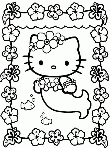 Desenho De Hello Kitty Sereia Para Colorir