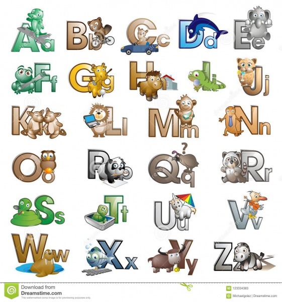 Letras Do Alfabeto Com Personagens De Banda Desenhada IlustraÃ§Ã£o