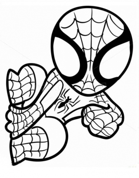 Desenhos De Chibi Homem Aranha Na Parede Para Colorir E Imprimir