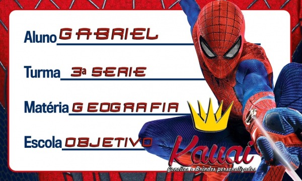 Etiqueta Escolar Homem Aranha Spiderman (para Imprimir) No Elo7