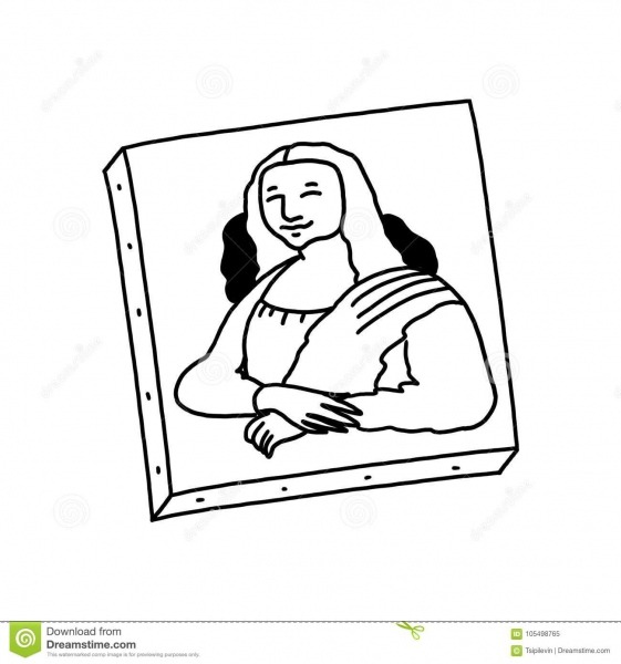 Mona Lisa Painting Black And White Illustration Stock Illustration