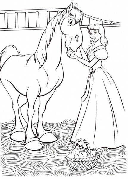 Desenhos De Cinderela Com Cavalo Para Colorir E Imprimir