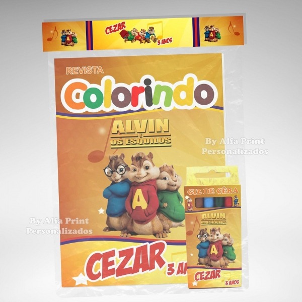 50 Kit Colorir Alvin E Os Esquilos Revista Giz LembranÃ§a