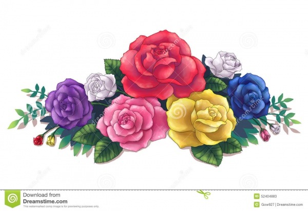 Arte Colorido Del Ejemplo Del Ramo De Las Rosas Stock De