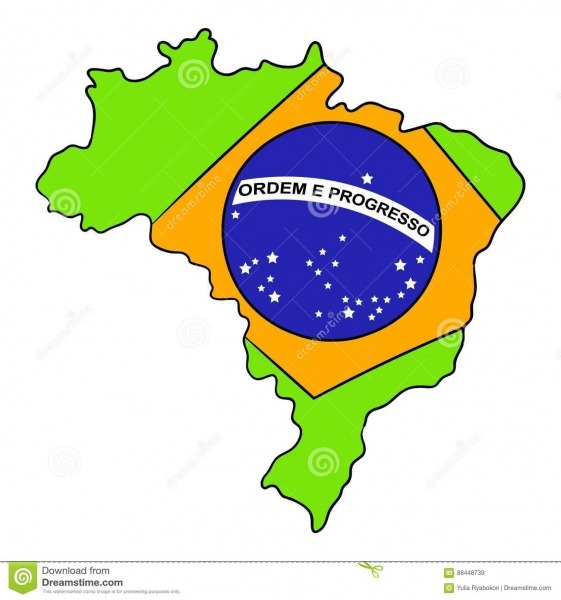 Brazil Map And Flag Icon Cartoon Stock Vector