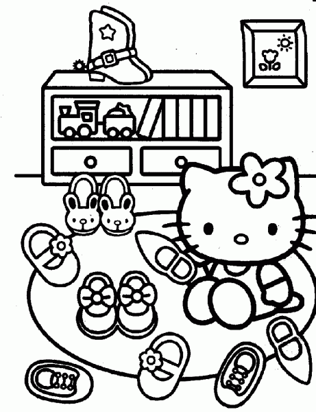Desenho De Quarto Da Hello Kitty Para Colorir