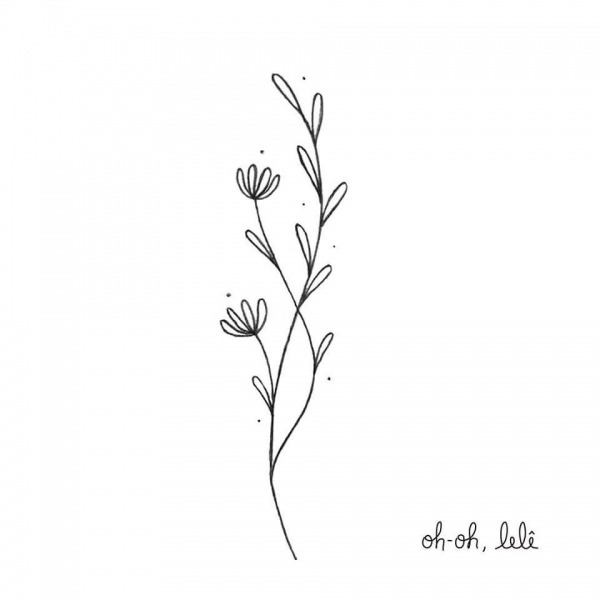 Little Branches With Flowers  A Delicate Illustration