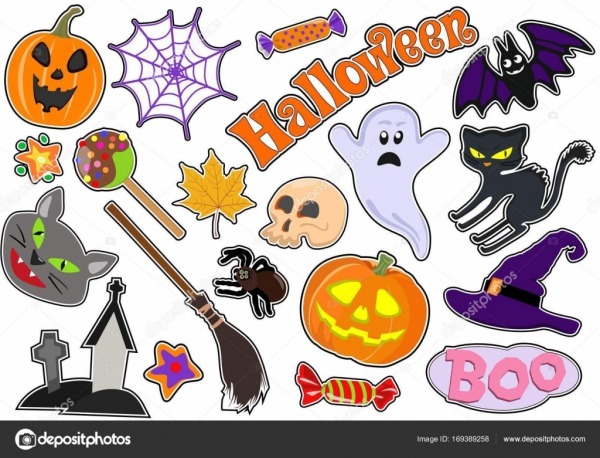 Set Of Icons With Figures For Halloween  Drawing Stickers  Vector