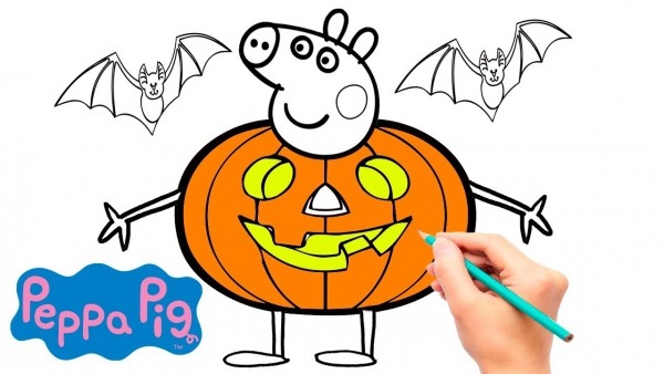 Colorindo Peppa Pig Na AbÃ³bora De Halloween [pintando Desenhos
