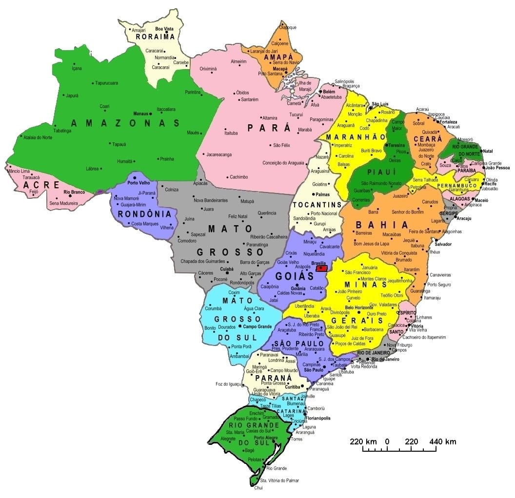 Mapa Do Brasil Colorido Para Imprimir - Coloring City